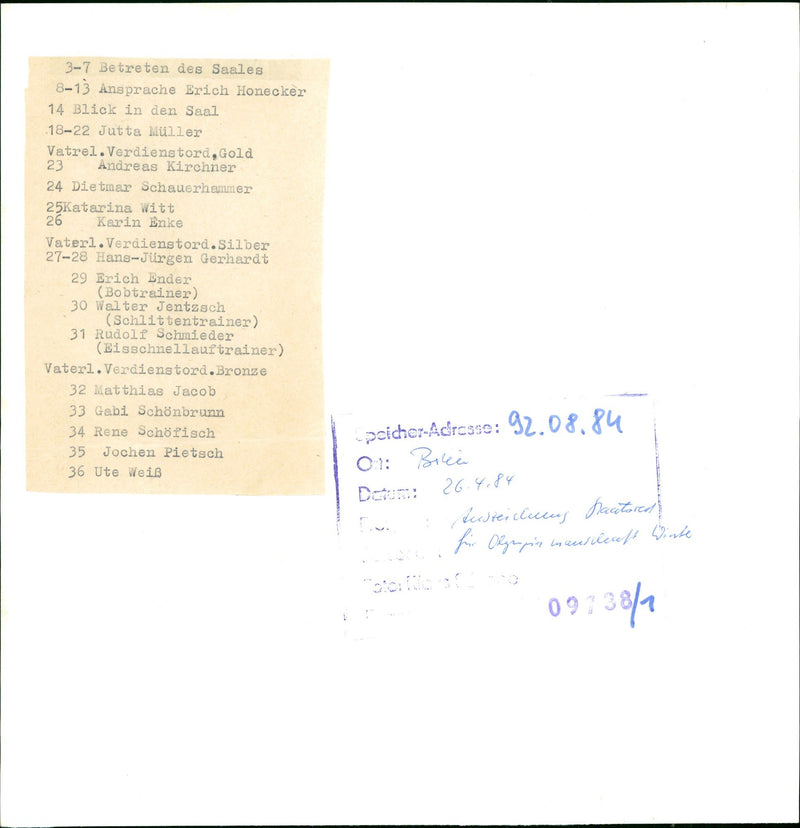 1984 JUTTA MULLER VATREL WON GOLD MEDAL ERICH HONECKE FILM - Vintage Photograph