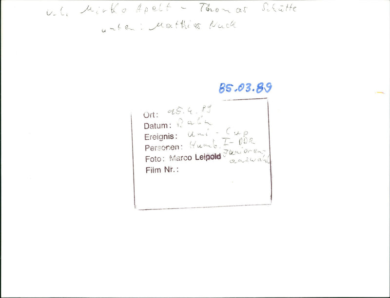 UMBOLDT BERLIN SCHUTTE ILI MIRKO APELT THOMAS BELOW MATTHIAS AFTER DATE FILM - Vintage Photograph