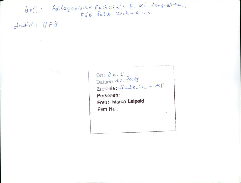 1985 STUDENTS HANDBALL BERLIN PADAGOGICAL SCHOOL KINDERGARTEN FILM - Vintage Photograph