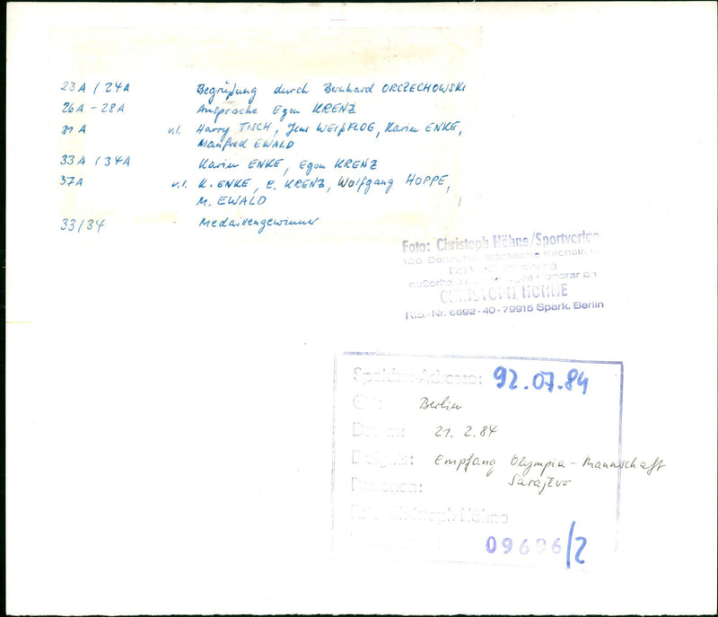 1984 OLYMPICAL OLYMPIC WINTER PLAY RUKKEHR BERLINLECHE TETESSA FILM - Vintage Photograph