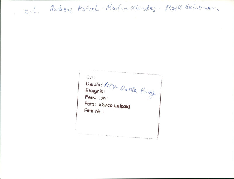 HANDBAL BERLIN FCD DUKLA PRAGUE ANDREAS NEITZOL MARTIN KLINDAS MAILI FILM - Vintage Photograph