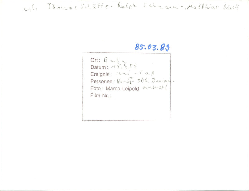 UMBOLDT RALPA ANAAN MATTHIAS PLACE BERLIN DATE EVENT ITNI CAP PEOPLE FILM - Vintage Photograph