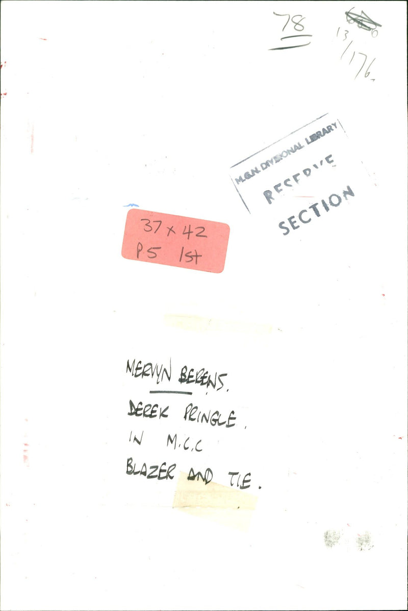 78 " . MGN DIVKAONAL LIBRARY RESERVE 37x42 P.5 1st SECTION NERYN BECENS . - Vintage Photograph
