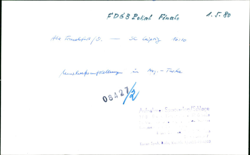 AFIPE FRANKFURTO FDGB FINALE CHEN HERTEC KODAK SAFETY FILM - Vintage Photograph