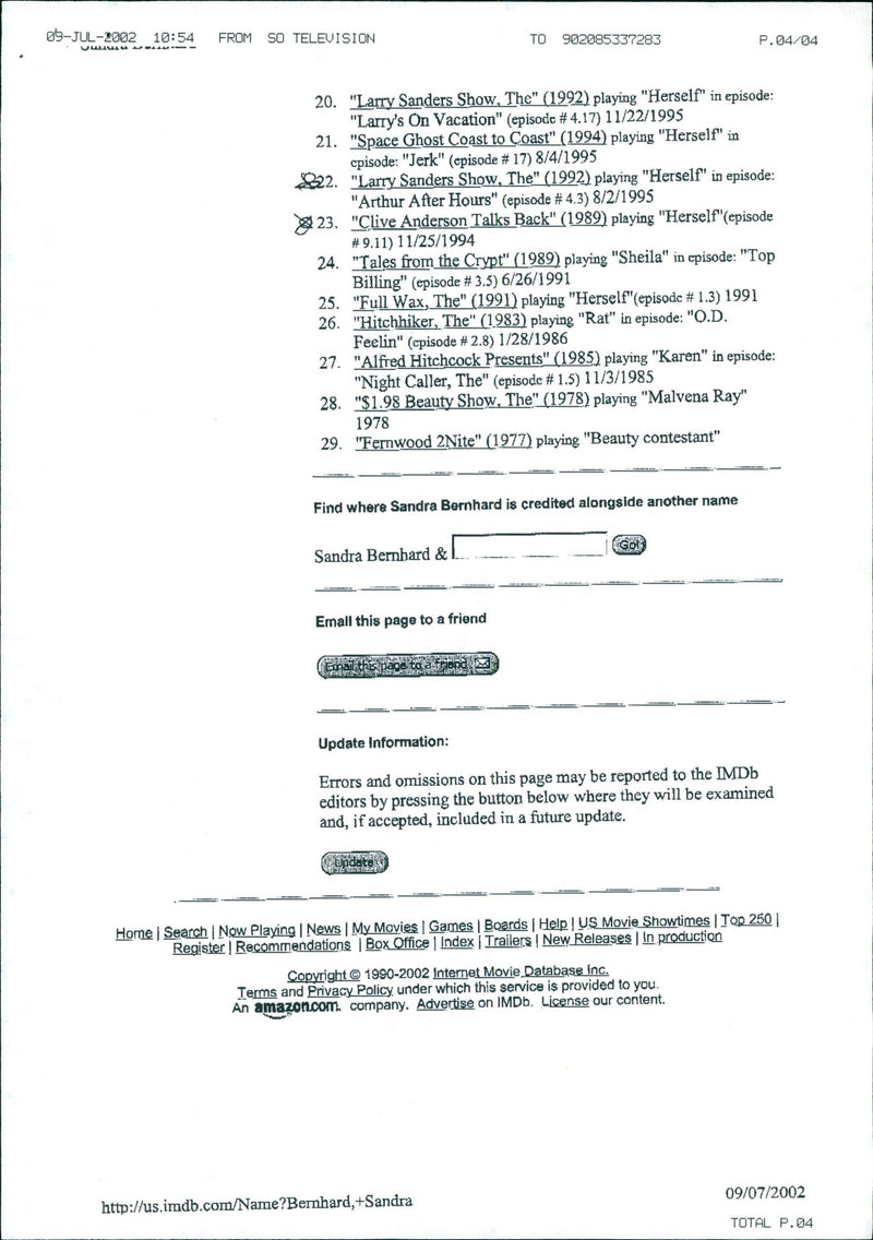 1977 - SANDRA KAREN LARRY ANDERSON BERNHARD, SHOW, MOVIE - Vintage Photograph