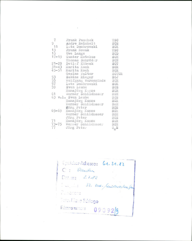 MEASURINGS FRANK PASCHEK ANDRE REICHELT LUTZ DOMBROWSKI NOW FILM PETER - Vintage Photograph