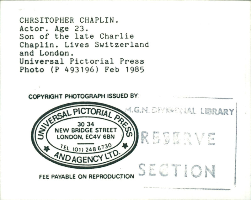 Christopher Chaplin - Vintage Photograph