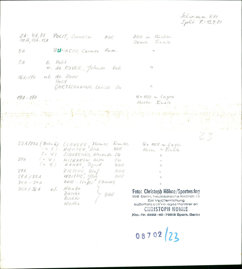 1981 AROUVER OBULLDODODOC GUGUDELEDEC STOLESCHWIMU SPLI FILM - Vintage Photograph