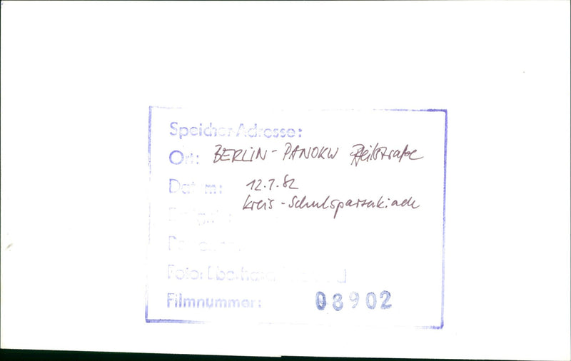 1982 MEMORY ADDRESS BERLIN PANKOW PFEILIN SPRITE ICE RINK FOE LBAKA FILM MEMO - Vintage Photograph