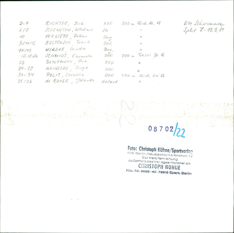 1981 AROUVER OBULLDODODOC GUGUDELEDEC STOLE SCHWIMU SPL FILM - Vintage Photograph