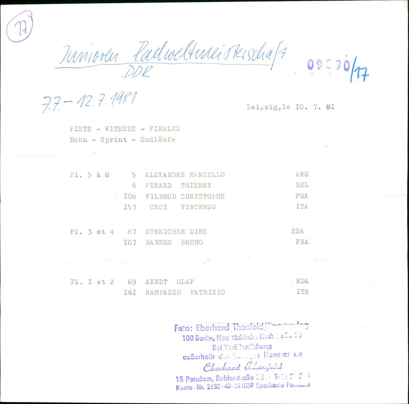 1981 GERMAN GRAND PRIX HELD LEIPZIG GERMANY FILM - Vintage Photograph