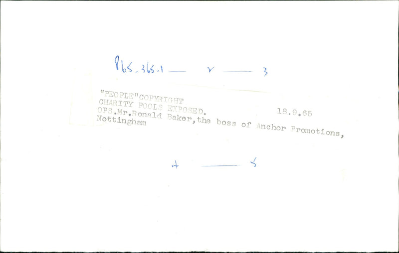 BAKER RONALD CHARITY POONS - COPYRIGHT PEOPLT NOTTINGHAM, FILM - Vintage Photograph