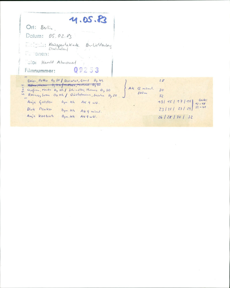 1983 BERLIN LICHTENBERA FILM NUMBER MINUL SOON BEIER PETKO - Vintage Photograph