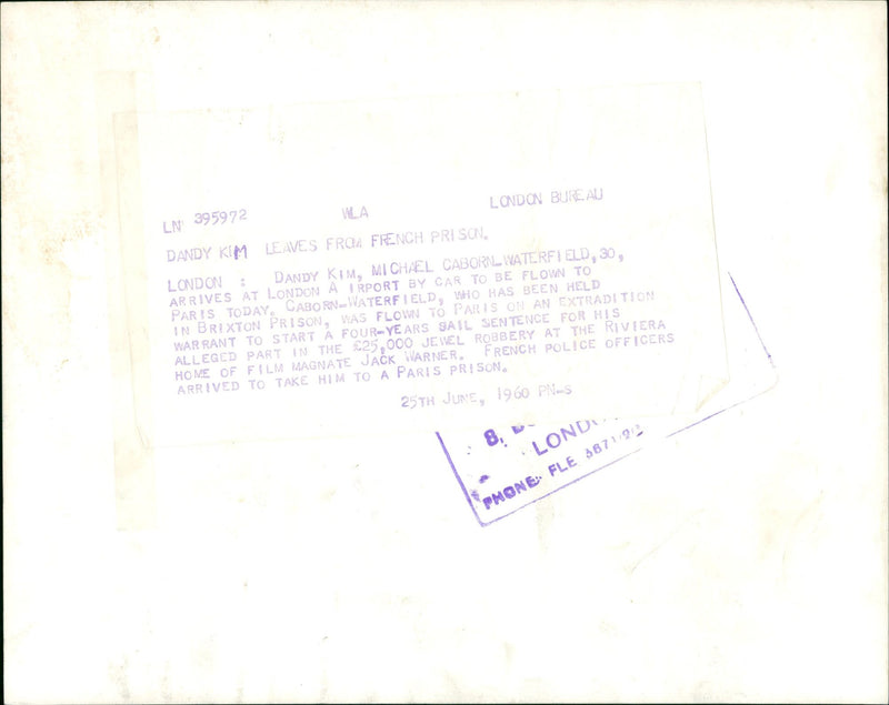 1960 KEYSTONE FRENCH FILM ARRIVES PARIS - Vintage Photograph