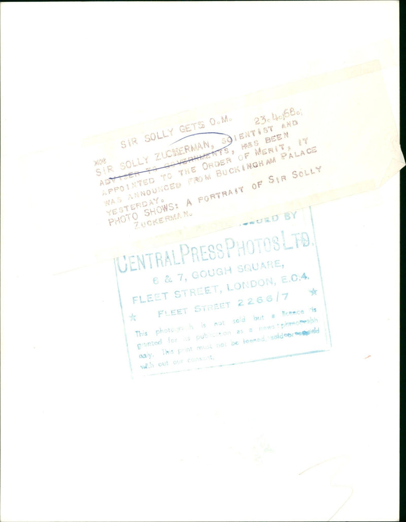 ZUCKERMAN. SIR. SOLLY. SCIENTIST. - Vintage Photograph