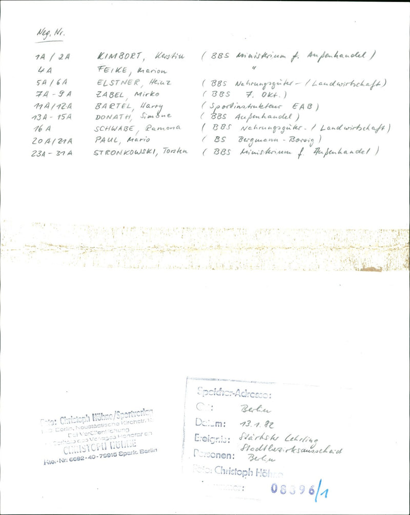 1982 LEHRLINE BERLIN SPEICHERPHRESCE MET STRONGEST LEH FILM PAUL - Vintage Photograph