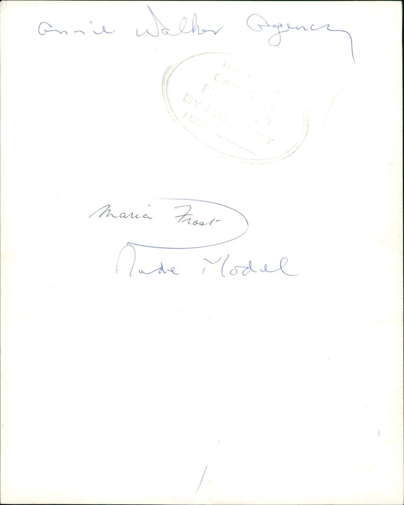 FROST MARIA NUDE MODEL - AGENER WALHER, FILM - Vintage Photograph