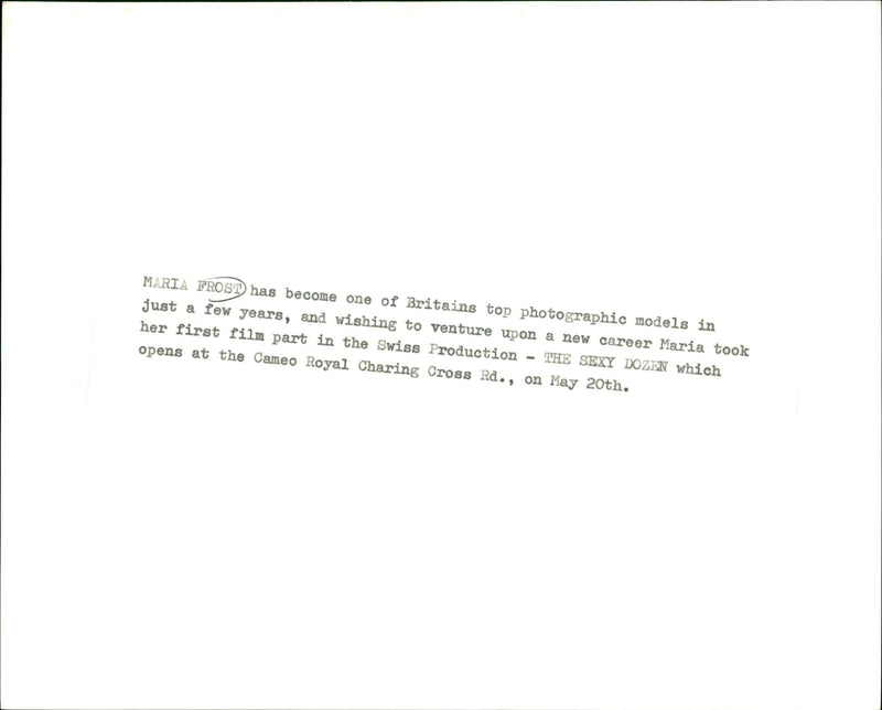 MARIA FROST ROYAL FILM CAREER - Vintage Photograph