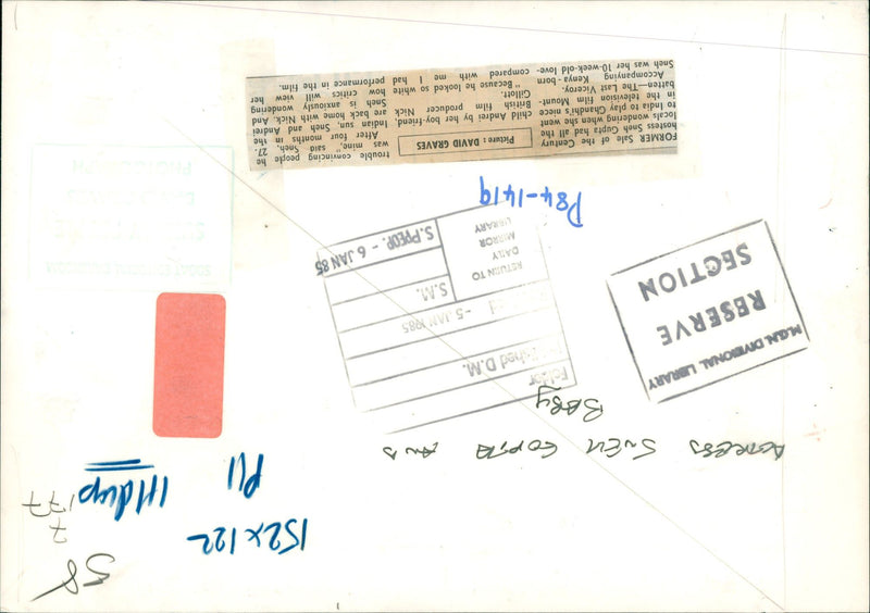 GUPTA SNEH BEAUTY ACTRESS - INDUP ACCESS BY GRAVES DAVID NICK, FILM - Vintage Photograph