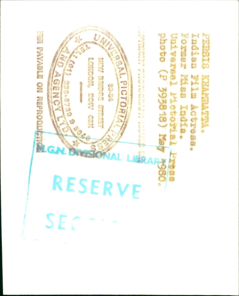 1980 - KHAMBATTA PERSIS FILM INDIAN KHAMBAITA, LONDON, ACTRESS - Vintage Photograph