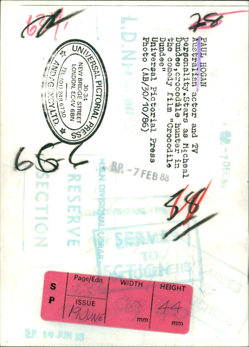 1987 - WBT SM PAUL DECE, LONDON, FILM - Vintage Photograph