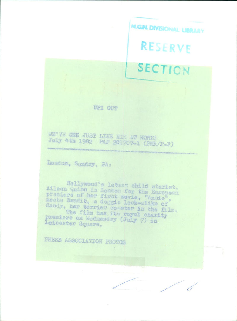 1982 - QUINN RESERVE SECTION MEGIN DIVISIONAL, LONDON, MOVIE - Vintage Photograph