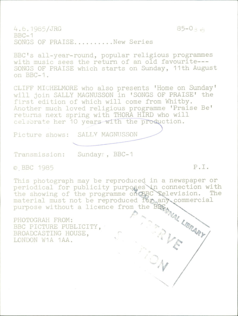 1985 POPULAR TELEVISION MUSIC SERIES - Vintage Photograph