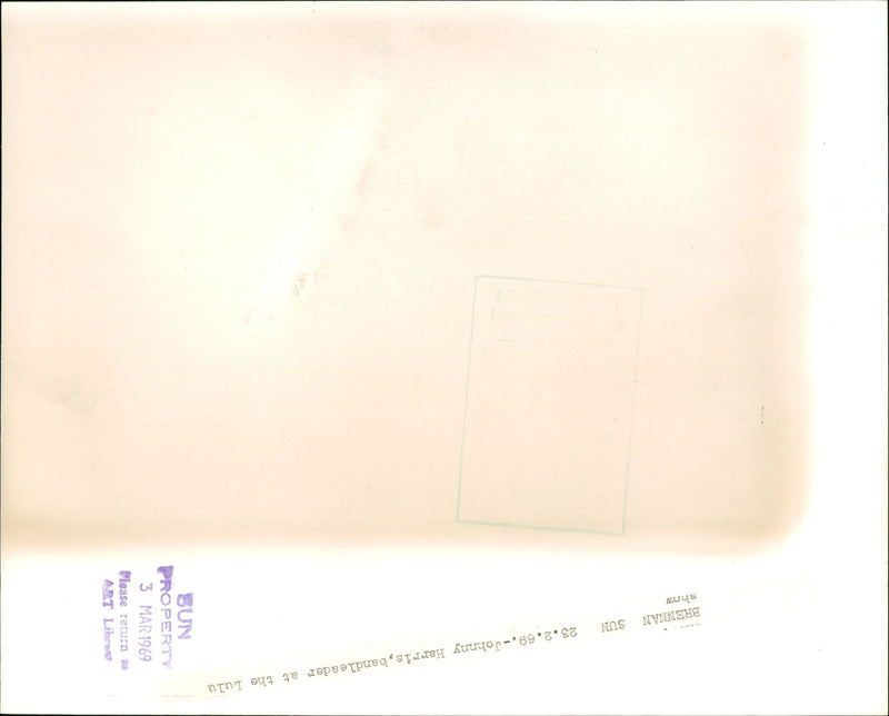 1969 - JOHNNY MUSICAN HARRIS BANDLEADER BRENNAN, ART, SUN - Vintage Photograph