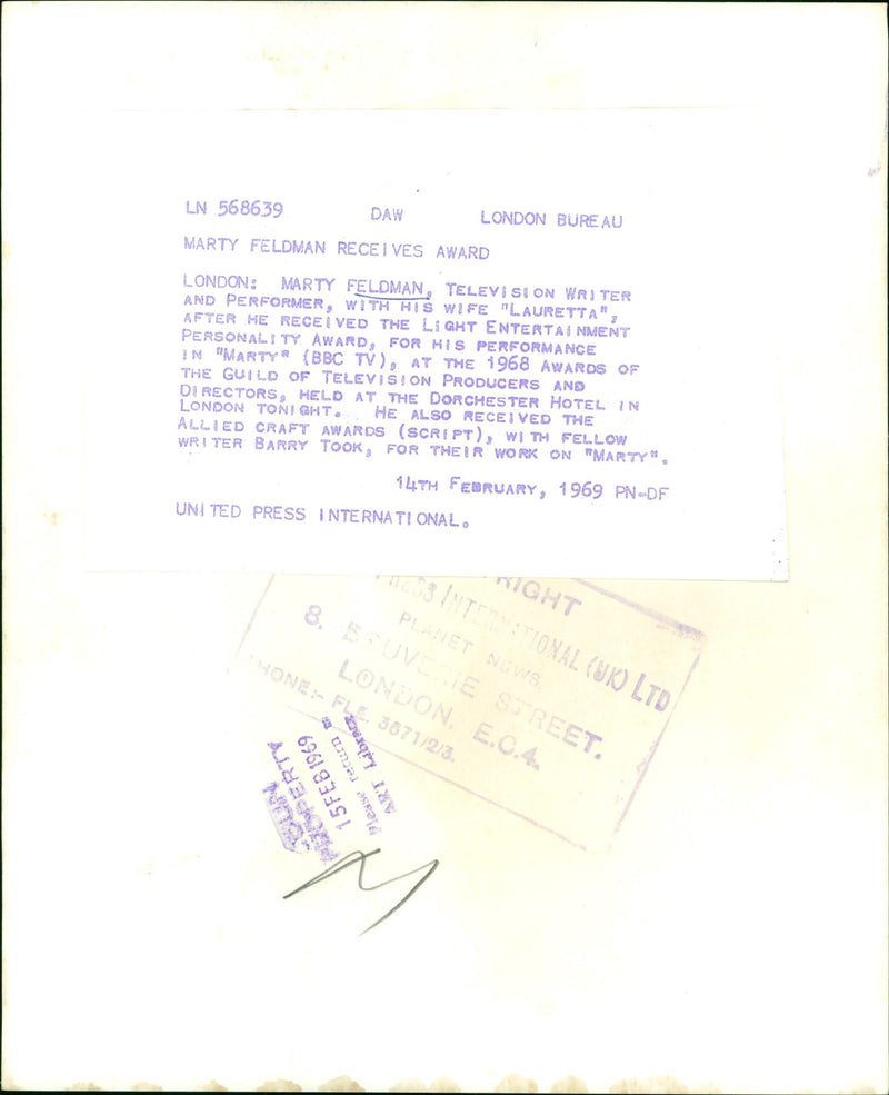 FELDMAN. MARTY. T. V. SCRIPTWRITER - Vintage Photograph