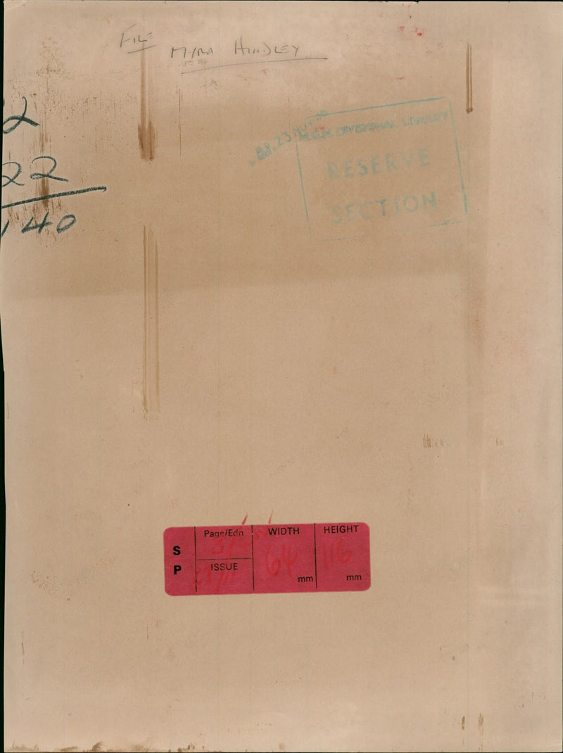 HINDLEY. MYRA , MURDERESS - Vintage Photograph