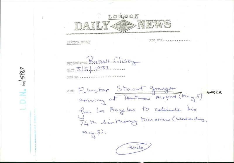 1997 - GRANGER STEWART FILMS NEWS TED DAILY LONDON BY CLISBY RUSSELL - Vintage Photograph