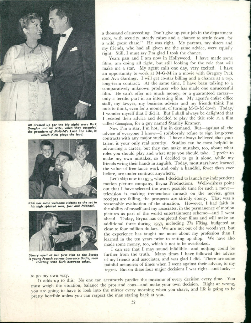 1955 - DOUGLAS KIRK TALENT BEEN SAY GOGH VAN MICHAEL VINCENT, MOVIE, ACTRESS - Vintage Photograph