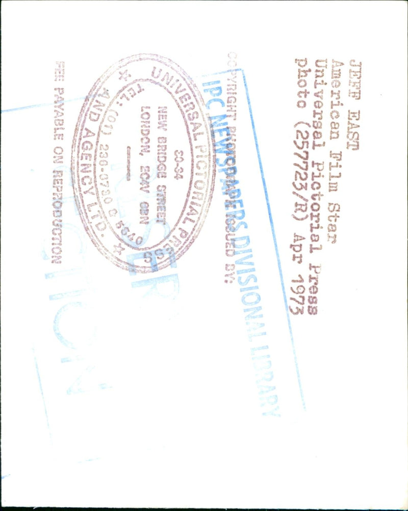 1973 - AMERICAN EAST FILM JEFF, LONDON - Vintage Photograph