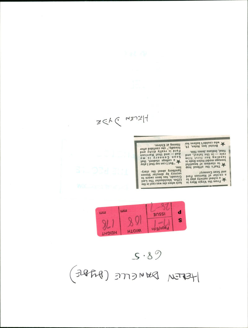 1904 - DANELLE DYSE PAGE HELEN SPIELBERG DADE STEVEN, MODEL, FILM - Vintage Photograph