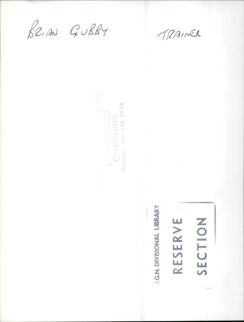 CUBBY BRIAN TRAINER - GUBBY CHESHIRE ALD, SECTION - Vintage Photograph