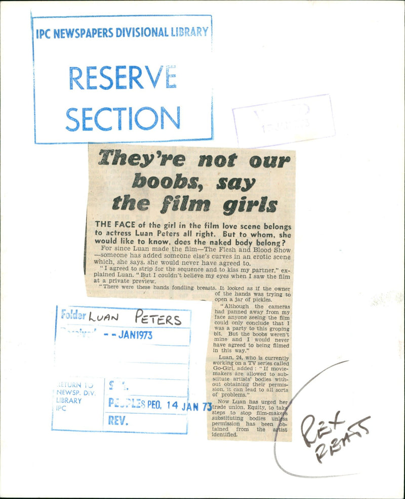 PETERS LUAN ACTRESS - IPC NEWSPAPERS DIVISIONAL LIBRARY P2TLES, MOVIE, FILM - Vintage Photograph