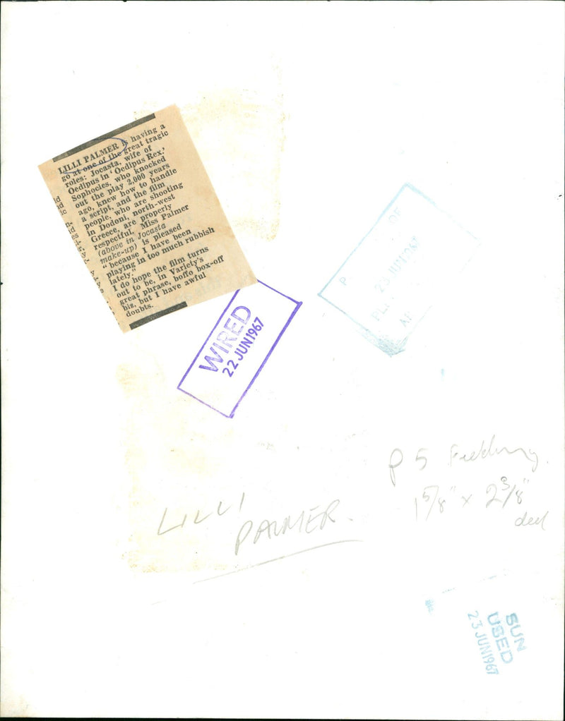 1967 - PALMER LILLI ACTRESS OUT 17X2, FILM, WIFE - Vintage Photograph