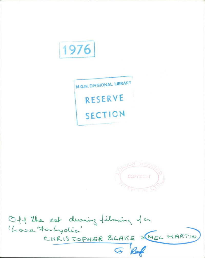 1976 - MARTIN MEL ACTRESS CHRISTOPHER BLAKE, LONDON, FILMING - Vintage Photograph