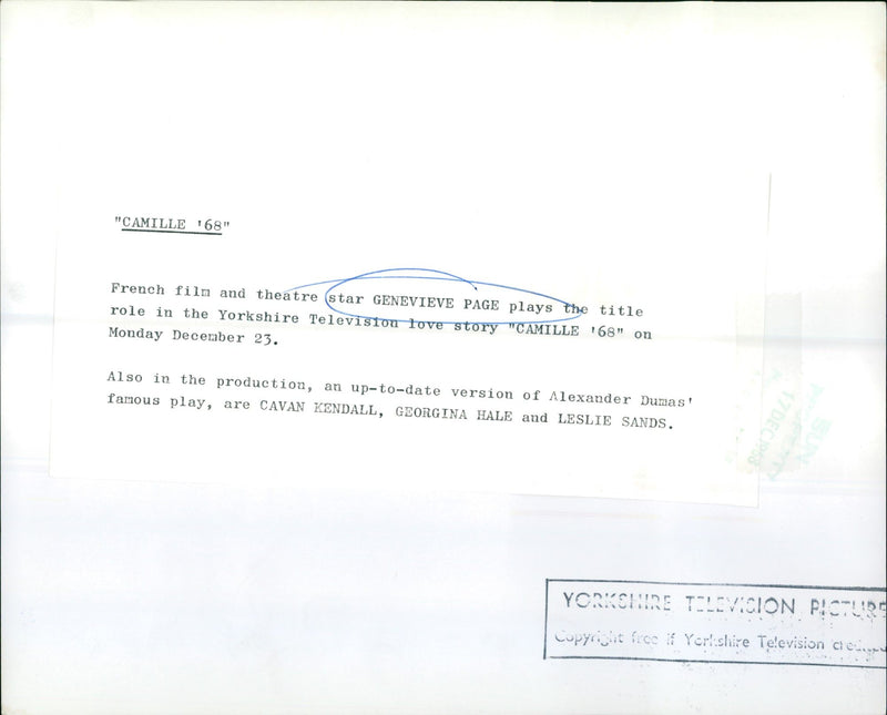 IPAGE GENEVIEVE ACTRESS - FRENCH CAMILLE FILM, PLAYS - Vintage Photograph