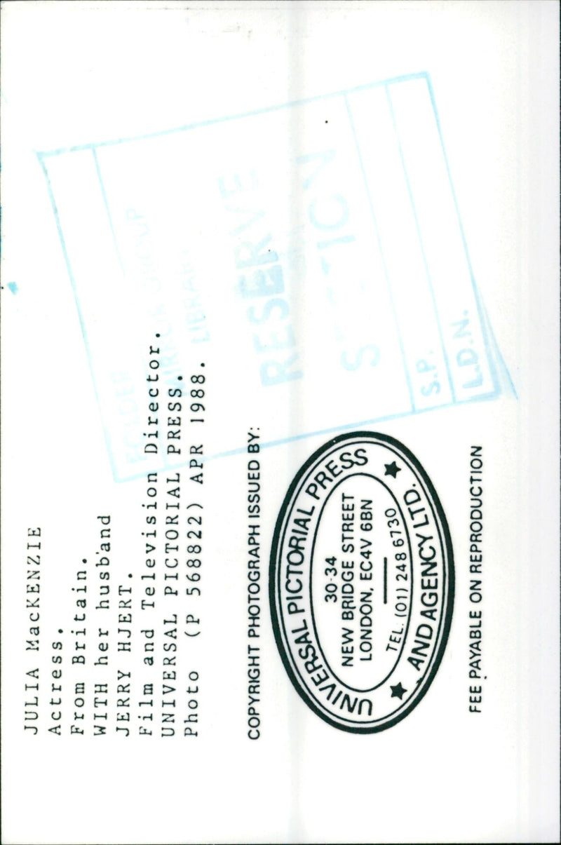 1988 - MCKENZIE JULIA ACTRESS MACKENZIE TEL, FILM, LONDON - Vintage Photograph