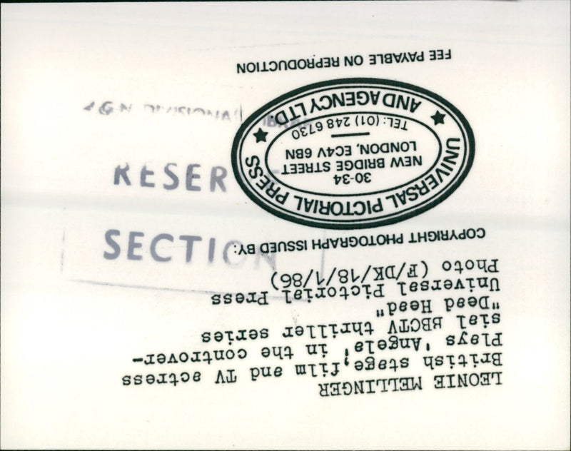 MELLINGER LEONIE ACTRESS - BRITISH STAGE ANGELA, LONDON, FILM - Vintage Photograph