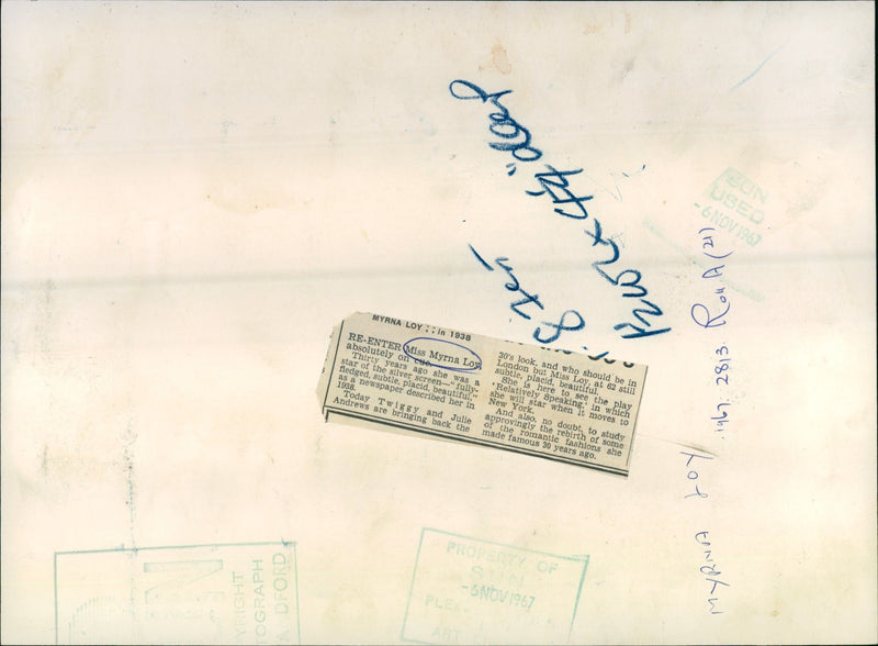 1938 - LOY MYRNA FILMS BUT WHO BIDON SHOULD, LONDON, FASHION - Vintage Photograph