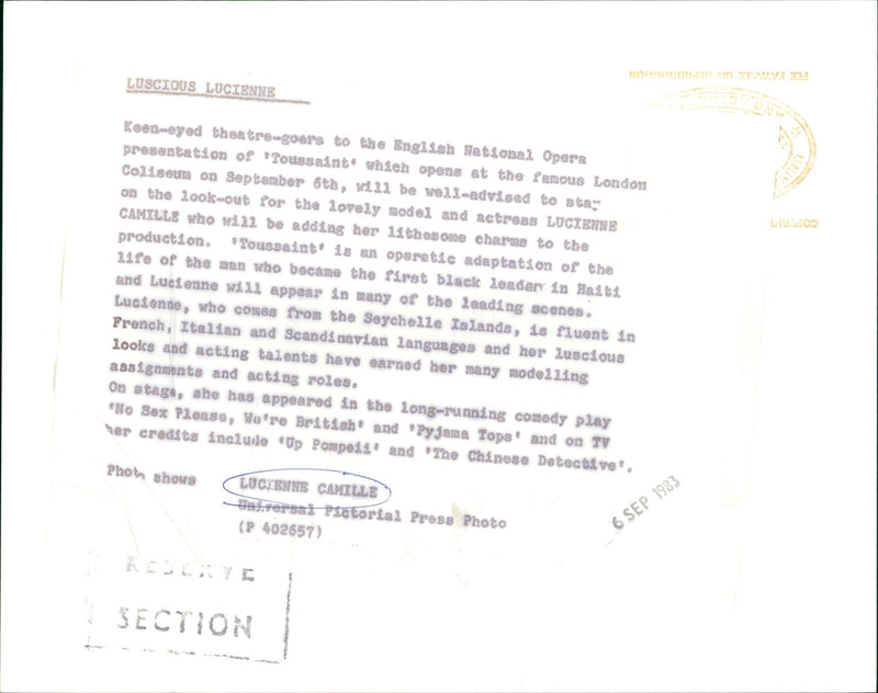 1983 - CAMILLE LICIENNE NUDE MODEL WARNEYS ADVERT LUSCIOUS LOG LUCIENNE KEEN - Vintage Photograph