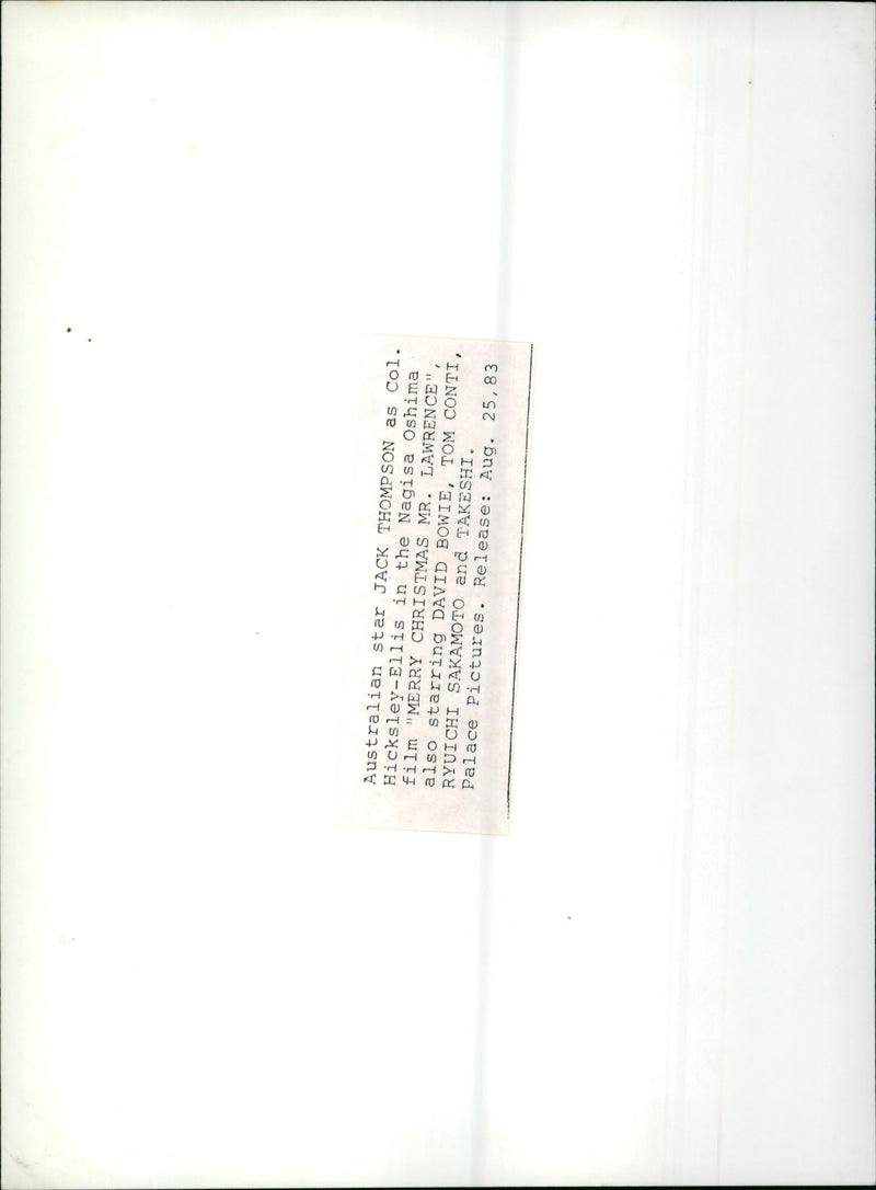 THOMPSON SACK ACT - STAR JACK AUSTRALIAN TOM BOWIE DAVID CONTI, FILM - Vintage Photograph