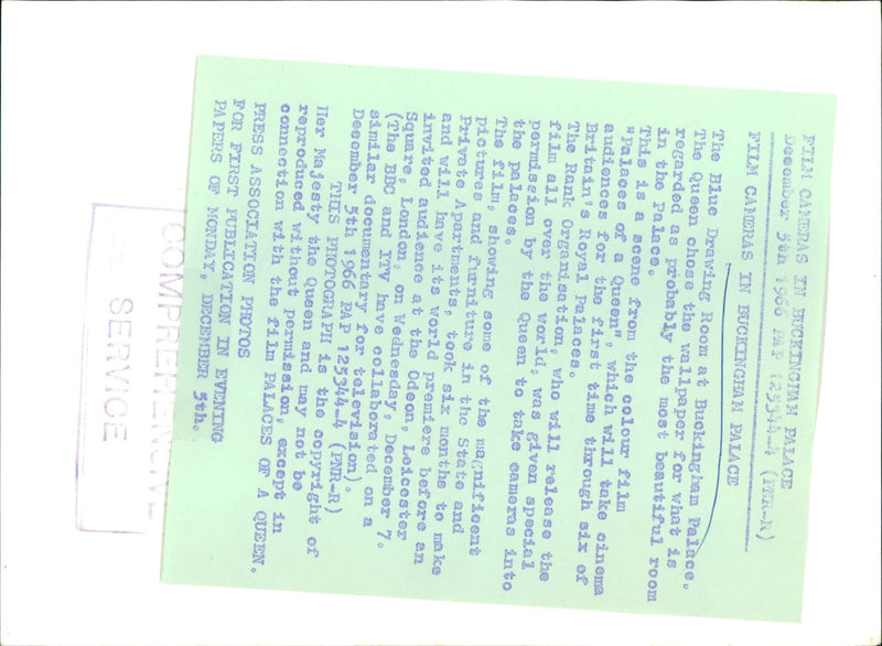 1966 - BUCKINGHAM TILM CAMERAS, FILM, QUEEN, LONDON - Vintage Photograph