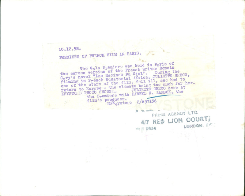 THE ZANUCK T DARRYL WITH PREMIERE THE FILM PRODUCER F ZAKICK - TRENCH ROMAIN - Vintage Photograph