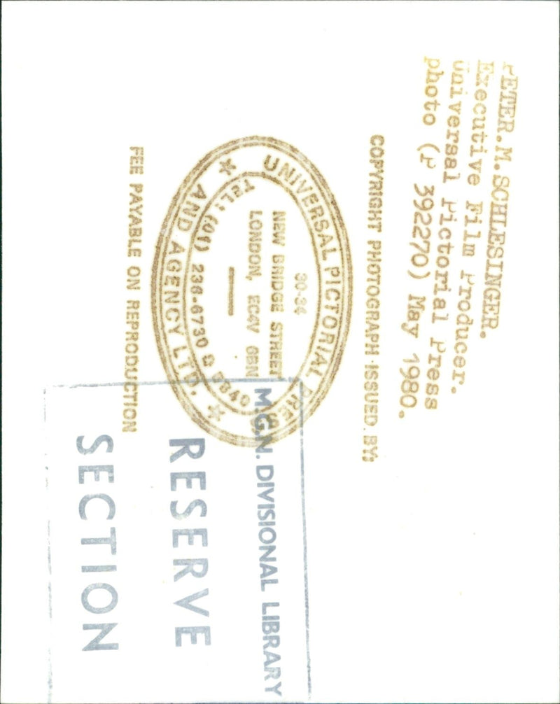 1980 - SCHLESINGER PETER FILM PRODUCER EXECUTIVE, LONDON - Vintage Photograph