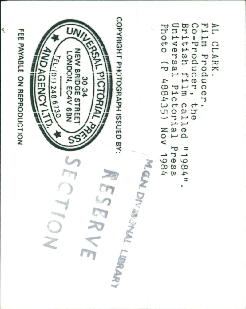 1984 - CLARK AL FILM PROD PRODUCER, LONDON, BRITISH - Vintage Photograph