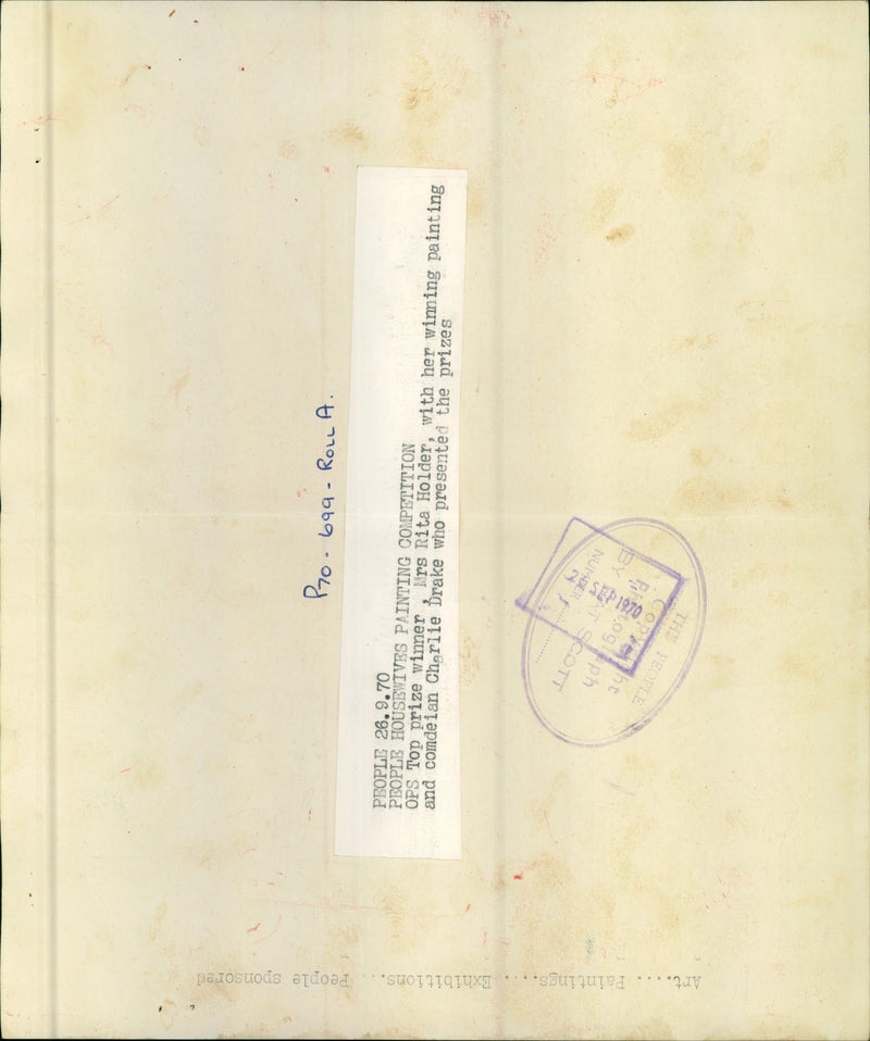 ROLLA PEOPLE MIRS RITA, PRIZE, FILM - Vintage Photograph