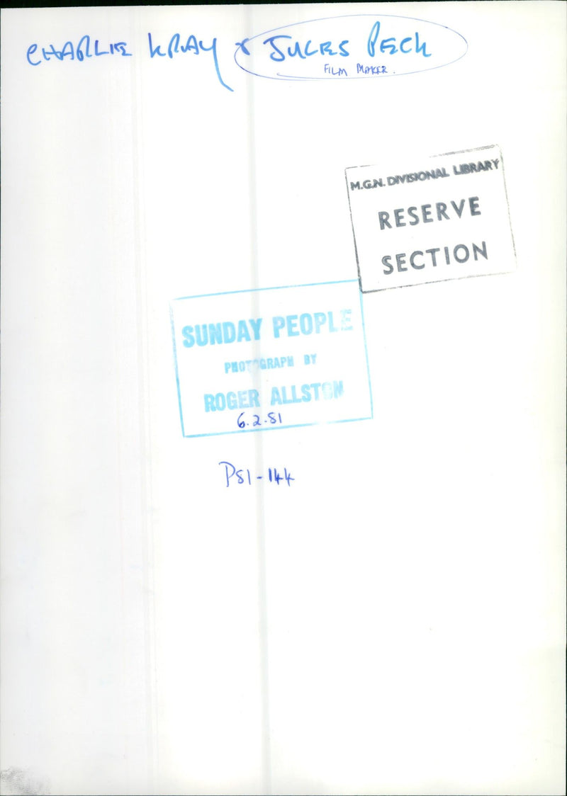 KRAY CHARLIE FILM PECK JULES MAKER - JUCKS PACH - Vintage Photograph